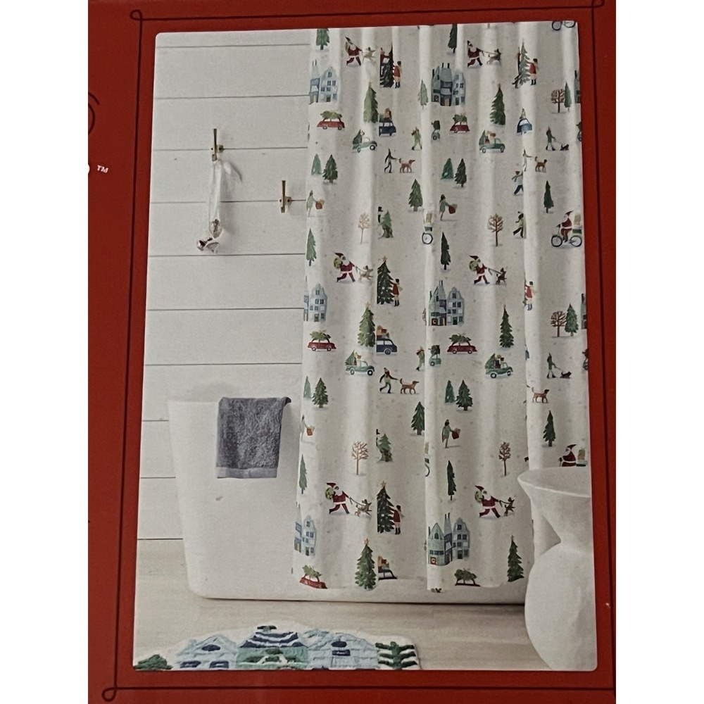 NWT Target Wondershop Green Tree Shower Curtain Viral Christmas Forrest‎ White